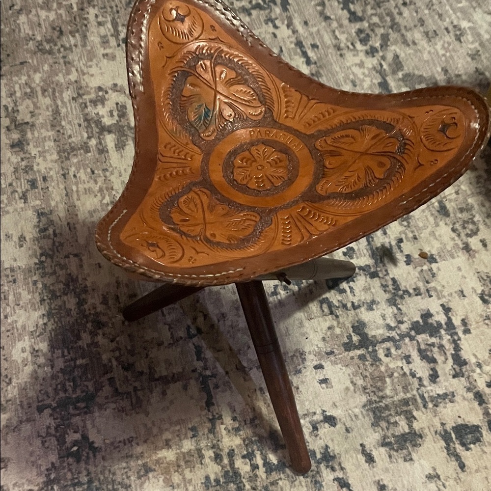 Handcrafted Leather Tripod Stool, Perfect for Painting/Crafting, Comfortable